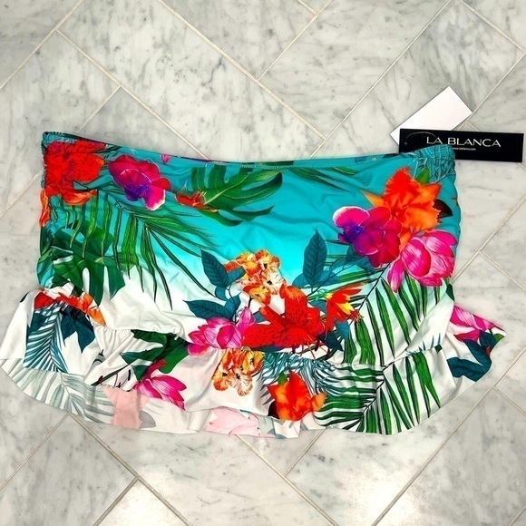 La blanca NWT tropical bikini bottom with ruched skirt size 16 - Picture 1 of 10